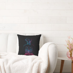 Cyberpunk VR Gamer Throw Pillow Neon Gaming Room