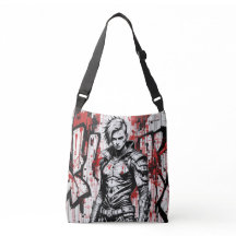 Cyberpunk Warrior Graffiti  Crossbody Bag