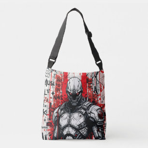 Cyberpunk Warrior Graffiti Crossbody Bag