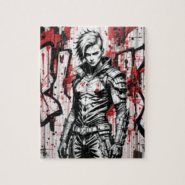 Cyberpunk Warrior Graffiti – Puzzle (Vertical)
