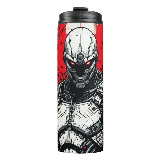Cyberpunk Warrior Graffiti – Thermal Tumbler (Front)
