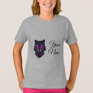 Cyberpunk Wolf Neon Art Personalizable Name Mug - T-Shirt