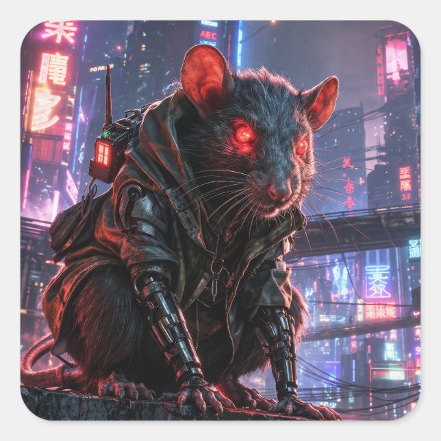 CyberRat Square Sticker (Front)
