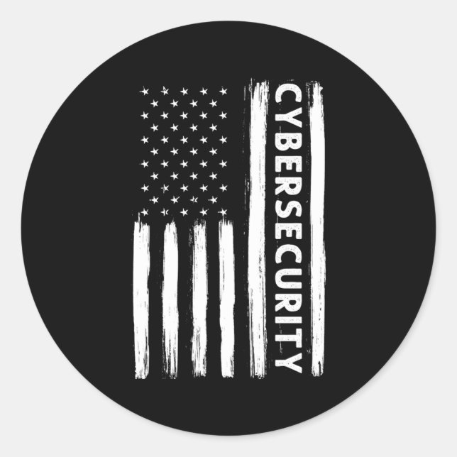 Cybersecurity American Flag Cyber Security Special Classic Round Sticker (Front)