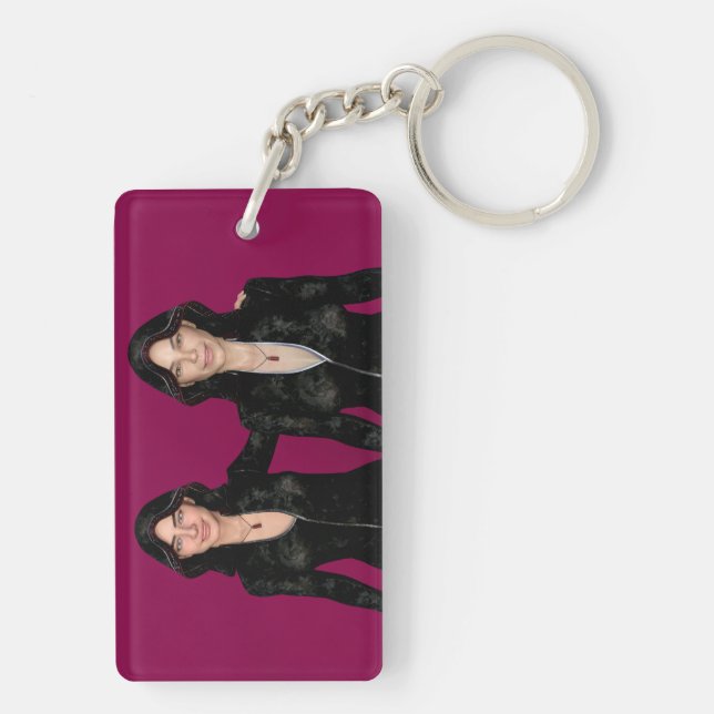 Cybersecurity specialists Scarlett and Evie Key Ring (Back)