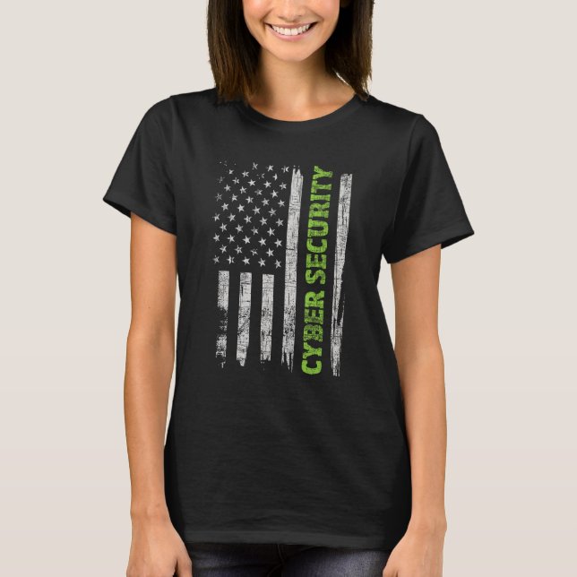 Cybersecurity - USA Flag Computer Engineer Program T-Shirt (Front)