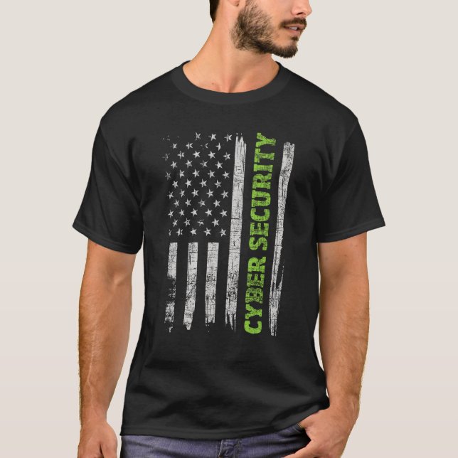 Cybersecurity - USA Flag Computer Engineer Program T-Shirt (Front)