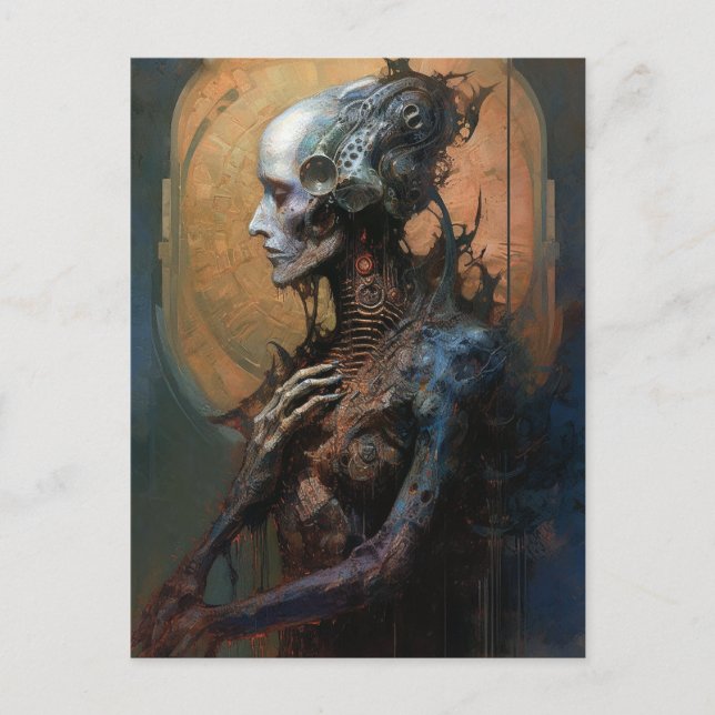 Cyborg Alien Woman Futuristic Science Fiction Postcard (Front)