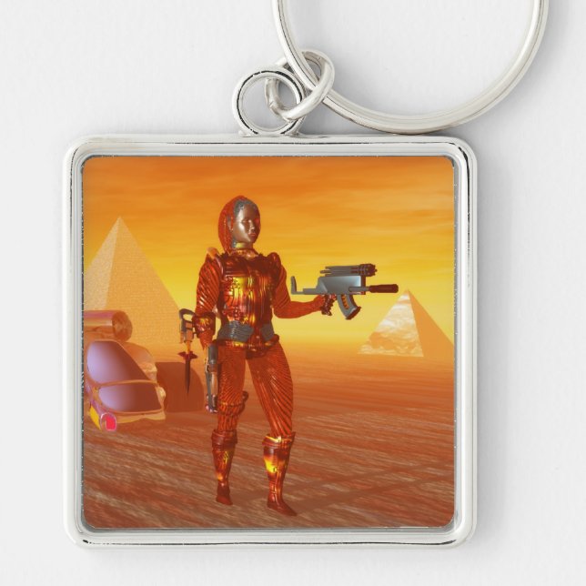 CYBORG ARES IN DESERT OF HYPERION Science Fiction Key Ring (Front)