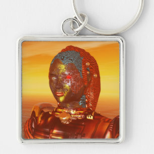 CYBORG ARES IN DESERT OF HYPERION Science Fiction Key Ring