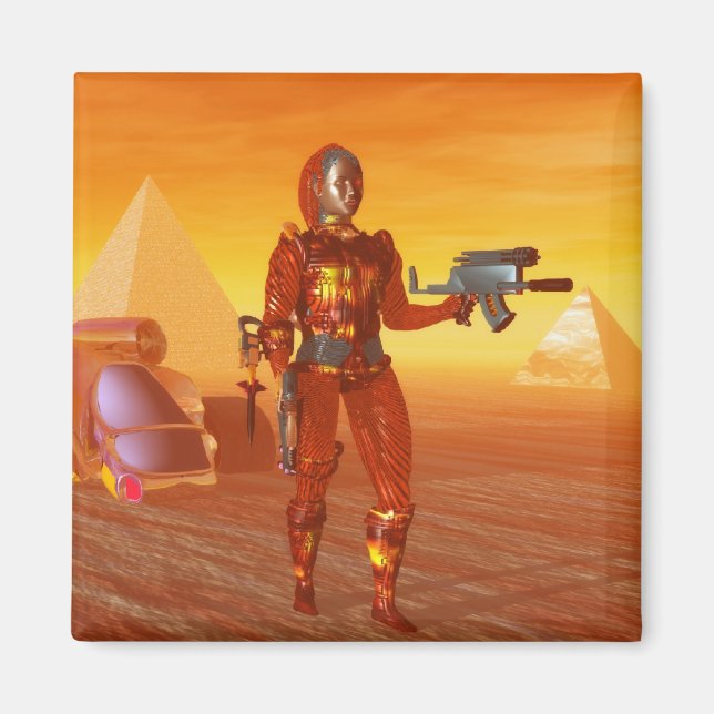 CYBORG ARES IN DESERT OF HYPERION Science Fiction Magnet (Front)