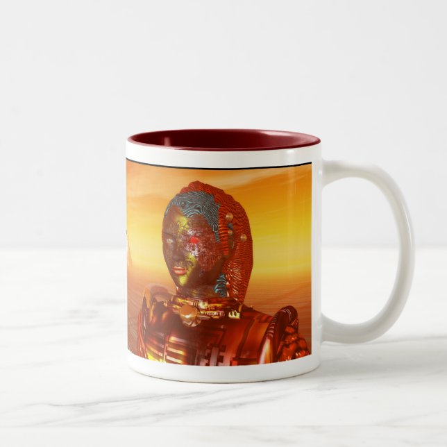 CYBORG ARES IN DESERT OF HYPERION Science Fiction Two-Tone Coffee Mug (Right)