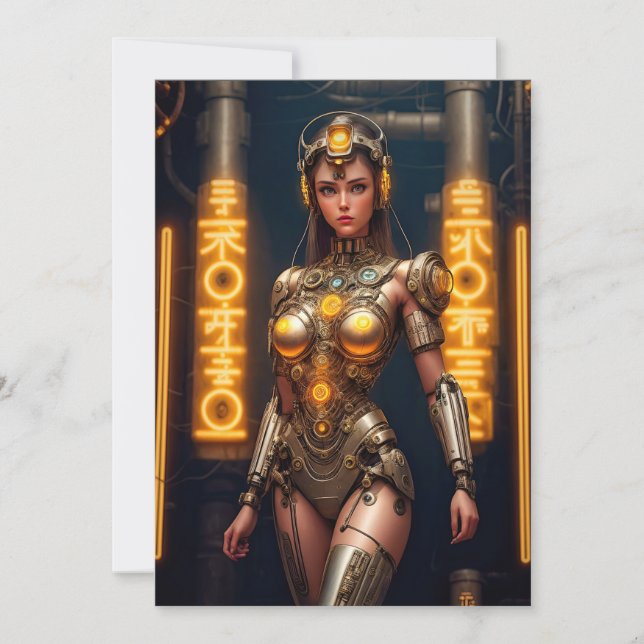 Cyborg Athena in Gold Invitation (Front)