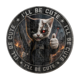 Cyborg cat chopping board/I'll be cute glass board
