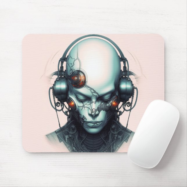 Cyborg Cyberpunk Dj Mouse Mat (With Mouse)