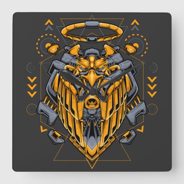 Cyborg Evolution Square Wall Clock (Front)