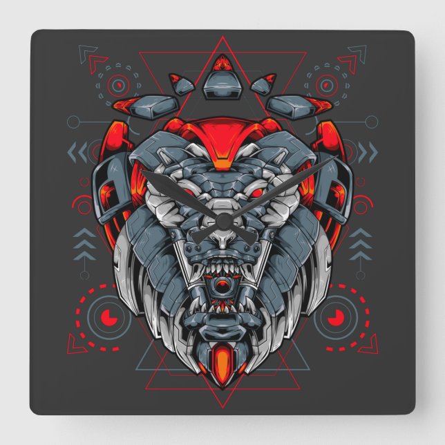 Cyborg Evolution Square Wall Clock (Front)