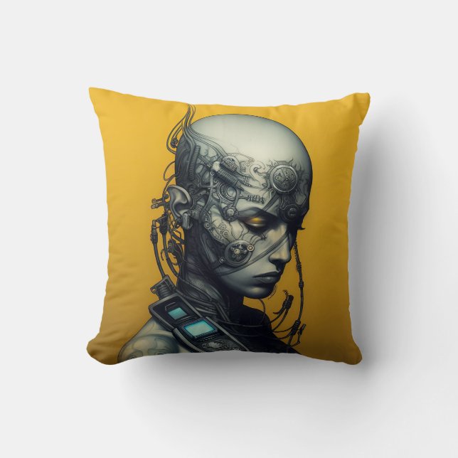Cyborg Girl Cool Teen Cushion (Front)