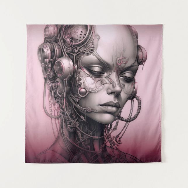 Cyborg Girl Cool Teen Tapestry (Front)
