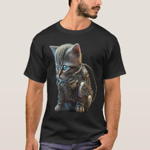 Cyborg Kitten Futuristic Mechanised Baby Cat T-Shirt