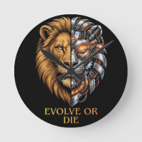 Cyborg Lion Evolve Or Die Motivational Gym Art