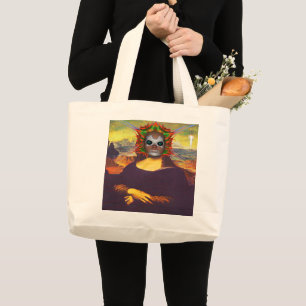 Cyborg Mona Lisa Large Tote Bag