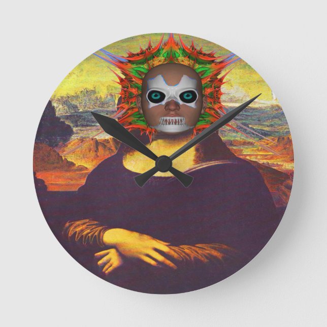 Cyborg Mona Lisa Round Clock (Front)