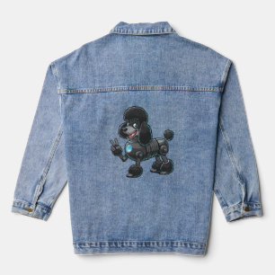 Cyborg Poodle Robot Peace Sign Denim Jacket