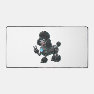 Cyborg Poodle Robot Peace Sign Desk Mat