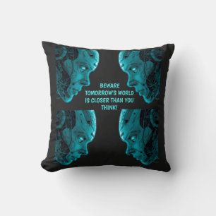 CYBORG ROBOTIC HEAD Throw Cushion