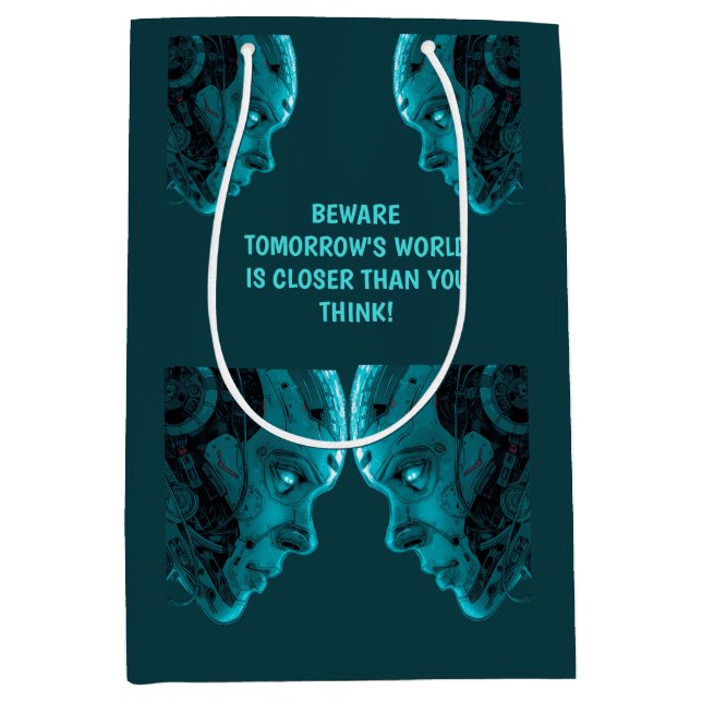 CYBORG ROBOTIC HEADCrew Socks Medium Gift Bag (Front)