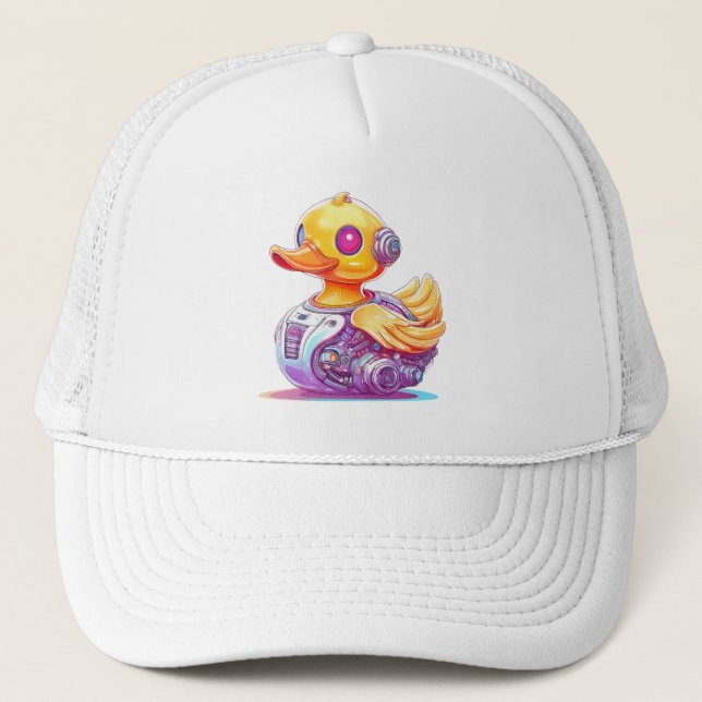 Cyborg Rubber Duck Trucker Hat (Front)