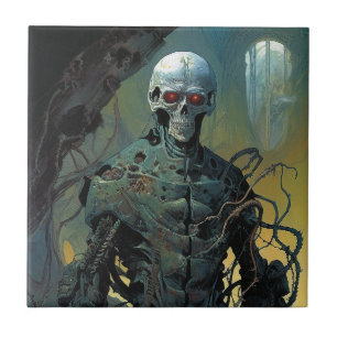Cyborg Skeleton Futuristic Science Fiction Tile