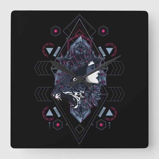 Cyborg Square Wall Clock (Front)