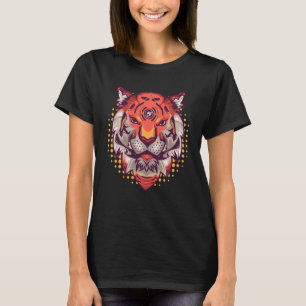 Cyborg Tiger Head Wild Cat Tiger Graphic Tiger Fac T-Shirt