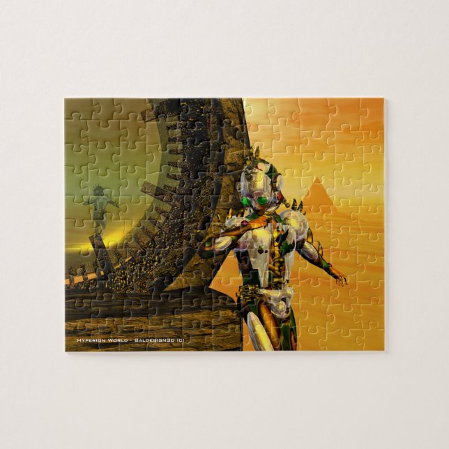 CYBORG TITAN,DESERT HYPERION Science Fiction Scifi Jigsaw Puzzle (Horizontal)