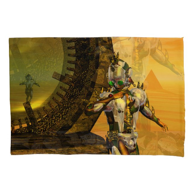CYBORG TITAN,DESERT HYPERION Science Fiction Scifi Pillowcase (Front-Left)