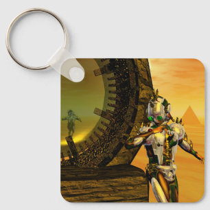 CYBORG TITAN IN DESERT OF HYPERION Science Fiction Key Ring