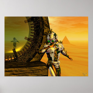 CYBORG TITAN IN DESERT OF HYPERION Science Fiction Poster