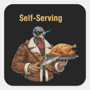 Cyborg Turkey's Thanksgiving Revenge Square Sticker
