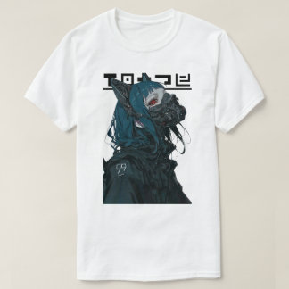 Cyborg Vaporwave Cool Gas Mask Girl T-Shirt