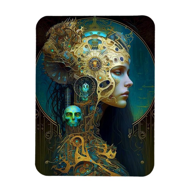 Cyborg Woman Fantasy Sci-Fi Art Magnet (Vertical)