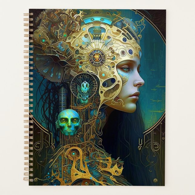 Cyborg Woman Fantasy Sci-Fi Art Planner (Front)