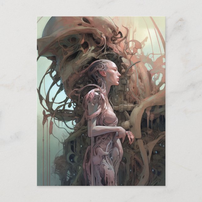 Cyborg Woman Futuristic Science Fiction Postcard (Front)