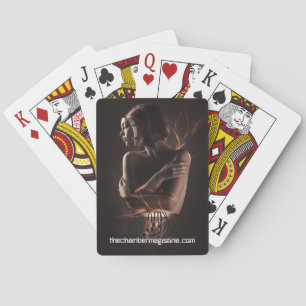 cyborg woman playing cards