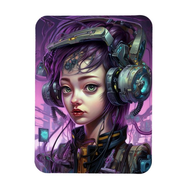 Cyborg Woman Science Fiction Magnet (Vertical)
