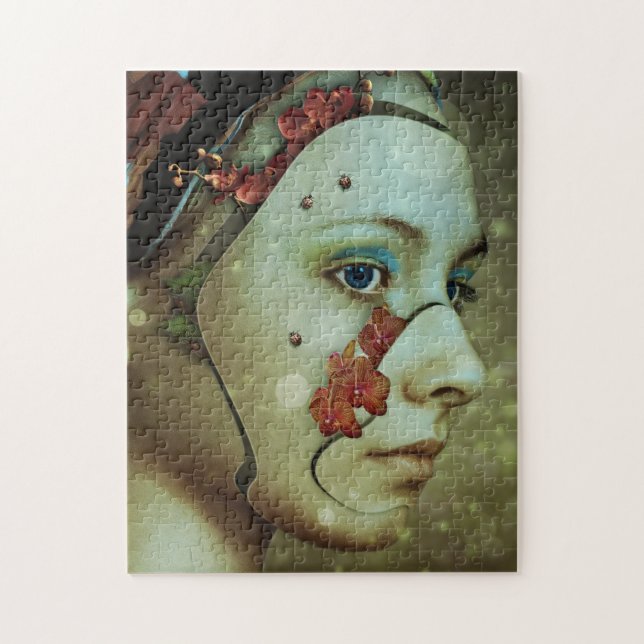 Cyborg Woman with Flowers Jigsaw Puzzle (Vertical)