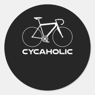 Cycaholic Bike Addict Funny Cyclist Cycling Logo Classic Round Sticker