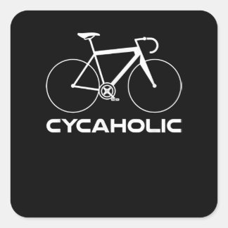 Cycaholic Bike Addict Funny Cyclist Cycling Logo Square Sticker
