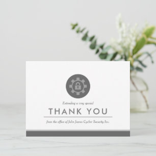 Cycber + Network Security   Minimal Flat Thank You Card